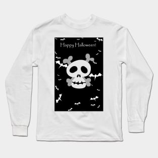 "Happy Halloween" Skull and Cross Bones Long Sleeve T-Shirt